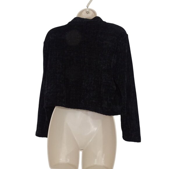 Calvin Klein Black Jacket Open Front Women Size L Plush Textured Long Sleeve - Picture 3 of 10